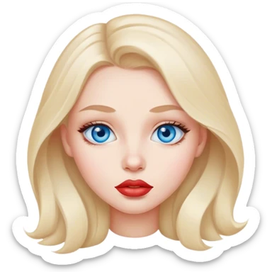 realistic portrait of girl , blue eyes, big lips, white background sticker