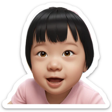 realistic girl with black hair sticker