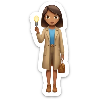 woman standing in front of a long road, looking forward with confidence—behind her, multiple closed doors symbolizing rejection, but one door ahead is glowing, representing the path forward. In her hand, she holds a small bright light, symbolizing her knowing—her guide. sticker