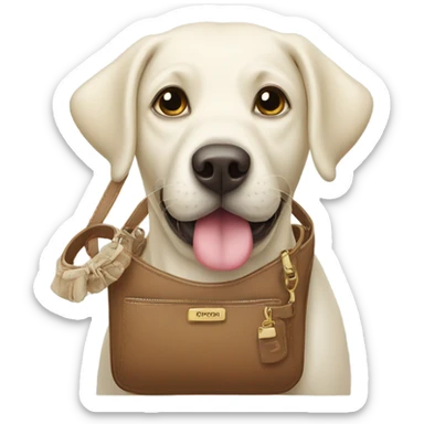 White Labrador holding a purse in her mouth  sticker