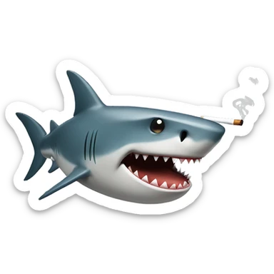 shark smoking sticker