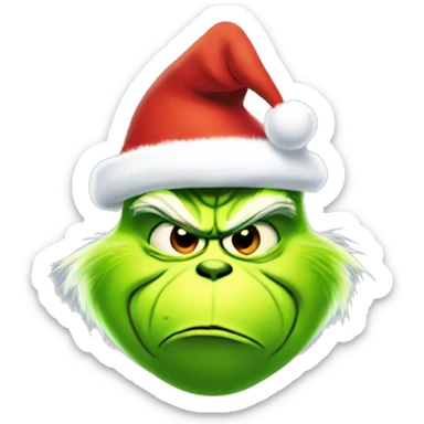 The Grinch in a Christmas hat sticker