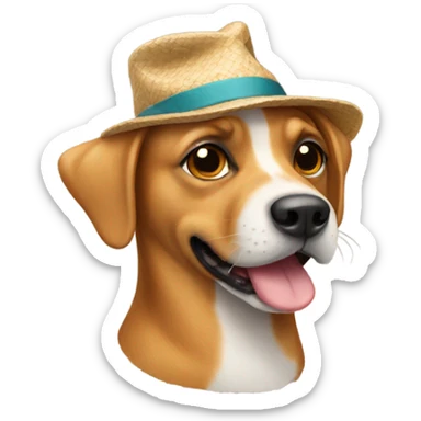 Dog wearing hat sticker