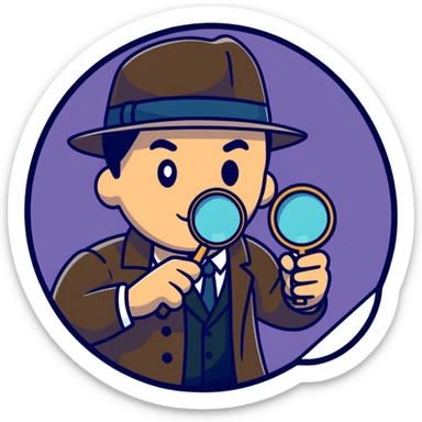 A detective looking through a magnifying glass sticker