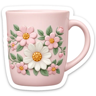 light pink small floral mug  sticker