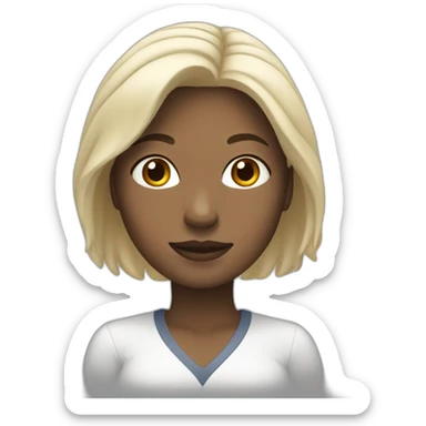 white woman with white hear leaning on her left knee  sticker