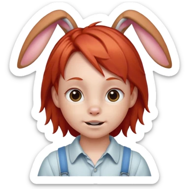 kid with braces bunny eared red haired sticker