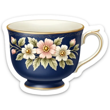 antique floral teacup sticker