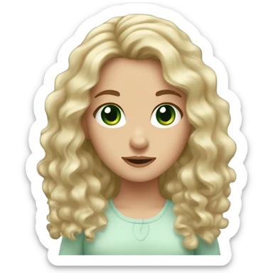 Caucasian girl, wavy hair, big green eyes  sticker