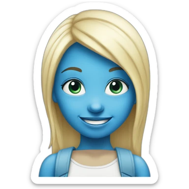 smiling girl with blue skin like smurf sticker
