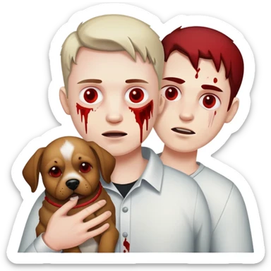 Horrible guy carrying dog bleeding in half sticker