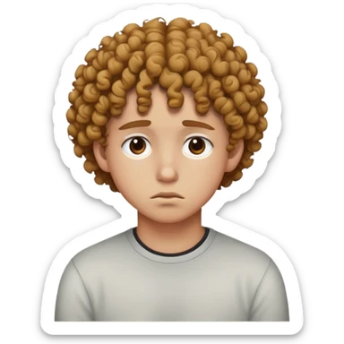 Teen with curly hair sad sticker