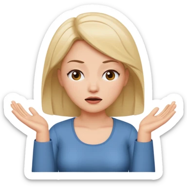 woman shrugging, eyes closed sticker