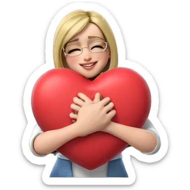 smiling girl with heart pillow sticker