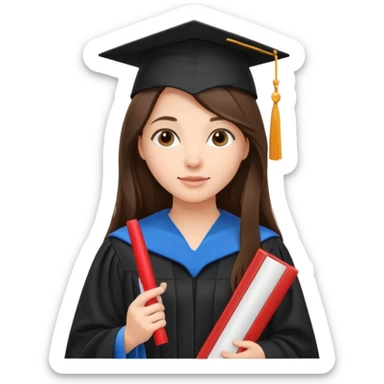 young brunette girl long hair university graduate sticker
