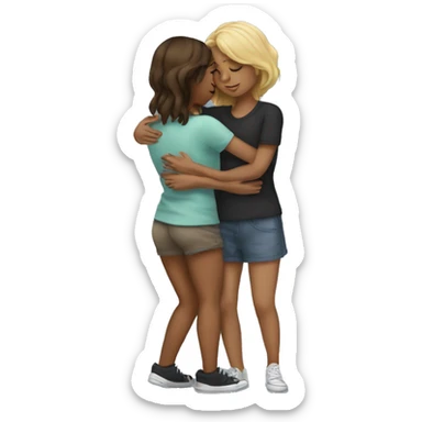 cuddling standing up two girls sticker
