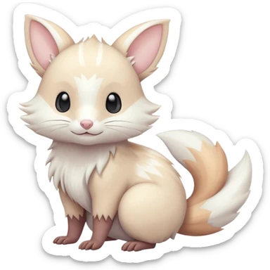 White Silvery Light Grey Pastel Albino Furret-Linoone-Eevee-fusion sticker