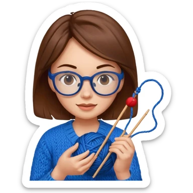  Woman with brown hair Knitting emoji sticker