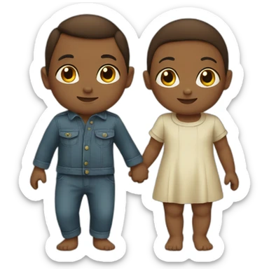 two babies holding hands sticker