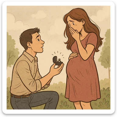 man proposing to his girlfriend and finding out she is pregnant sticker