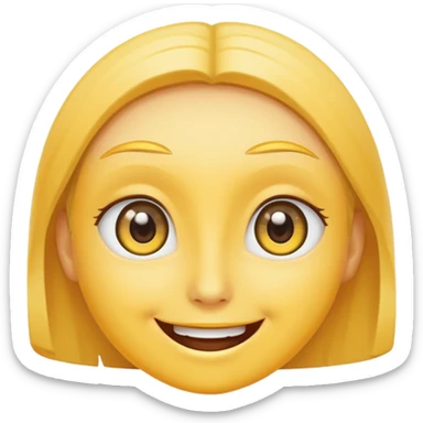 super cute anime eyes classic yellow face cheesy smile bigger smile and thicker eyebrows  sticker