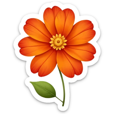 An autumn flower with orange-red petals curled by cool wind. sticker