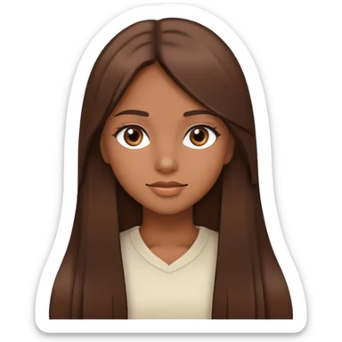Beautiful girl,brown hair,straight hair，long hair,brown eyes sticker