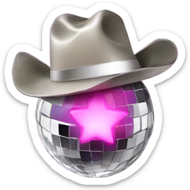 disco ball with pink cowboy hat sticker