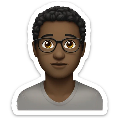 White boy black hair glasses kissing white girl brown hair brown eyes sticker