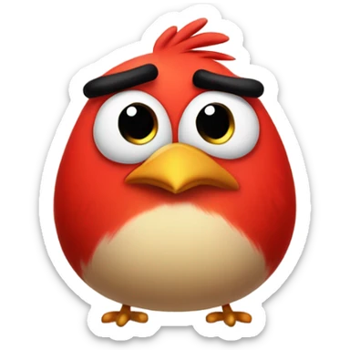 a very angry overweight red bird sticker