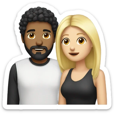 Lovers in a Huge connection moment.  she is blonde and he has black hair and threeday beard  sticker