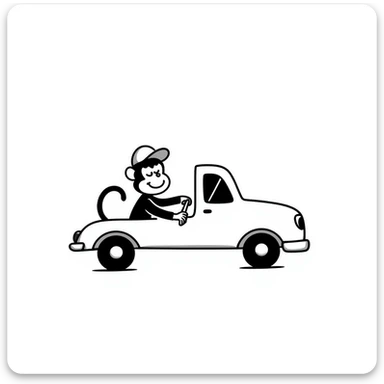hand drawn doodle of a monkey and car sticker