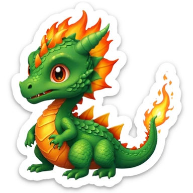 baby dragon breathing a tiny flame sticker