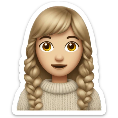 Brunette with bangs knitting sticker