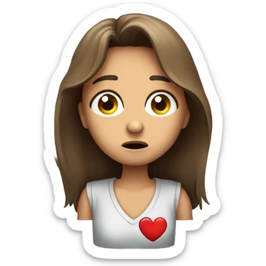 Cara triste con un corazón roto en sus manos sticker