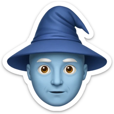 Now a wizard emoji, but still bald with no hat, neutral face, blue skin. sticker
