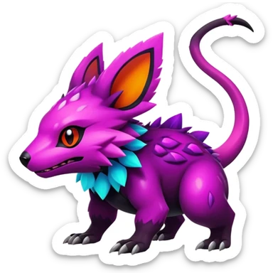 Dark bright neon colorful edgy exotic Fakémon-Pokémon-Vernid-creature sticker