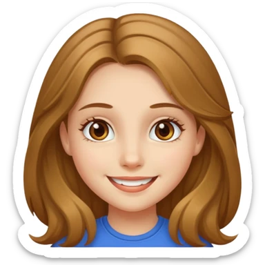 create a girl with hazel long hair, hazel eyes and beautiful smile sticker