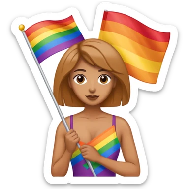 woman with lgbt flag sticker