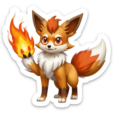 Lycanroc-Eevee-Fennekin-Fakémon-hybrid-creature (full body)  sticker