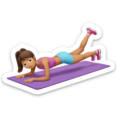 girl is doing plank on the mat sticker