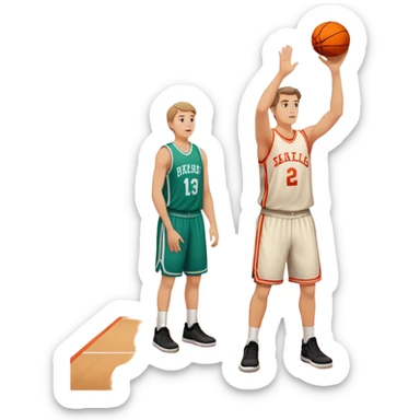 White Man shooting a free throw  on the basketball court sticker