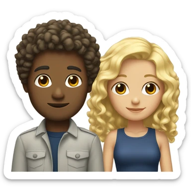 Guy with curly hair and blonde girl sticker