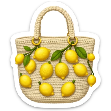 beige crocheted bag holding lemons sticker