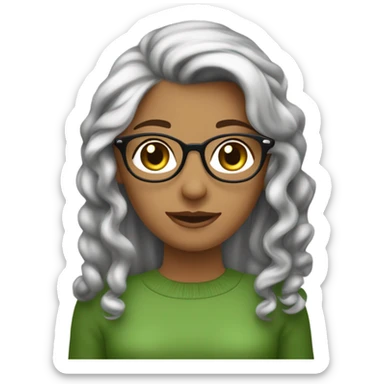 hola quiero una chica de pelo castaño ,ondulado y largo ,que tenga lentes ojos verdes y en su mano un mate sticker