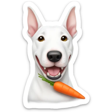 Bull terrier with a carrot toy sticker