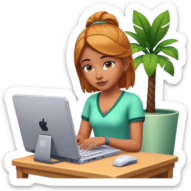 Girl playing sims 4 on PC sticker