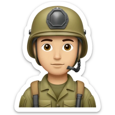 soldier with military gear and helmet sticker