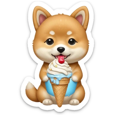 The baby shiba dog with icecream sticker