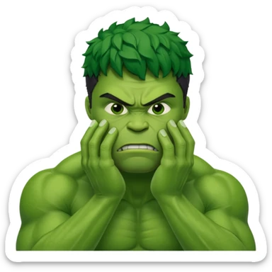 Create a man in a Hulk costume with a hand on his face (disappointment) sticker